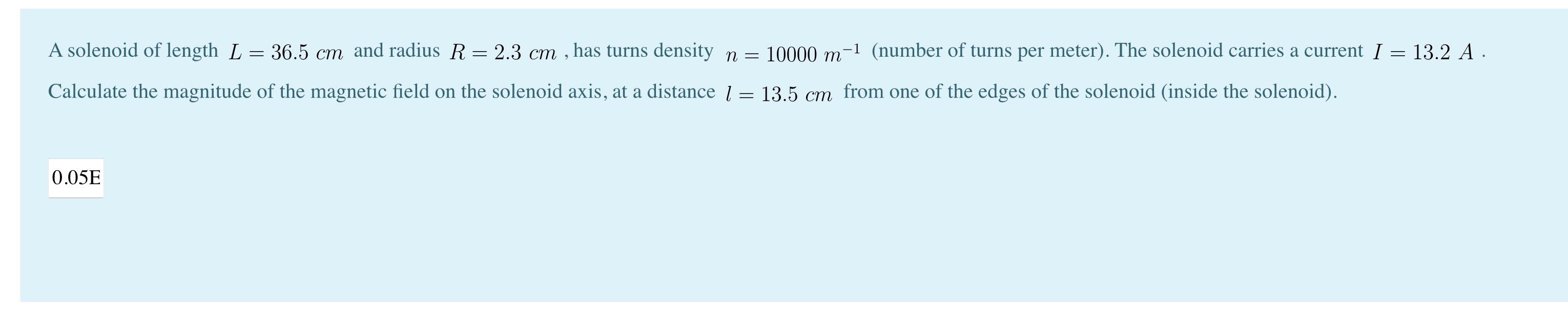 A Solenoid Of Length L 36 5 Cm And Radius R 2 3 Cm Has Turns Density N 10000 M 1 Number Of Turns Per Meter The 1