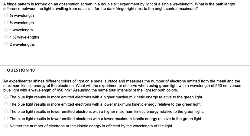 A Fringe Pattern Is Formed On An Observation Screen In A Double Slit Experiment By Light Of A Single Wavelength What Is 1