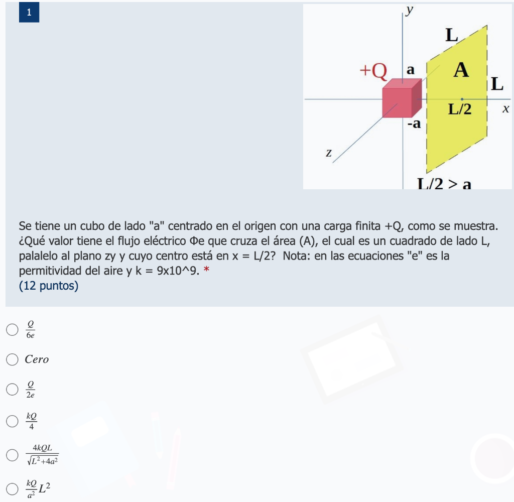 We Have A Cube Of Side A Centered At The Origin With A Finite Charge Q As Shown What Is The Value Of The Electric F 1