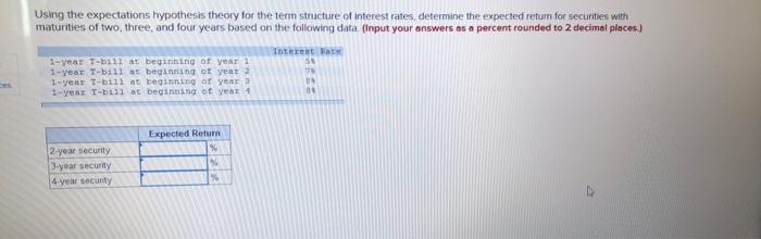 Using The Expectations Hypothesis Theory For The Term Structure Of Interest Rates Determine The Expected Return For Sec 1