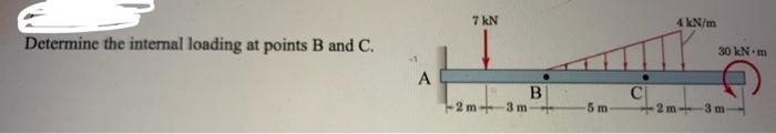 7 Kn 4 Kn M Determine The Internal Loading At Points B And C 30 Kn M A B 2 M3 M 5 M 2 M3 M 1