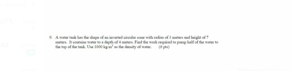9 A Water Tank Has The Shape Of An Inverted Circular Cone With Radius Of 3 Meters And Height Of 7 Meters It Contains W 1