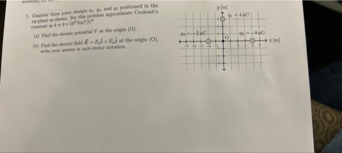 Notato Vim 4 4c 1 Consider Three Point Charges And A Positioned In The Ry Plane As Shown For This Problem Approximate 1
