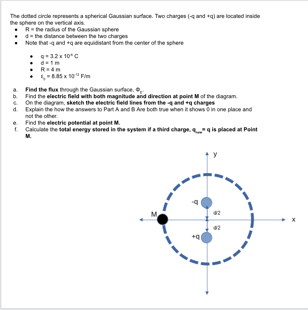 The Dotted Circle Represents A Spherical Gaussian Surface Two Charges Q And Q Are Located Inside The Sphere On The 1