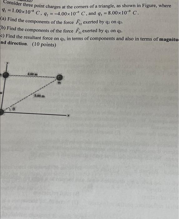 Consider Three Point Charges At The Corners Of A Triangle As Shown In Figure Where 4 1 00x10 C 9 4 00x10 C And Q 1