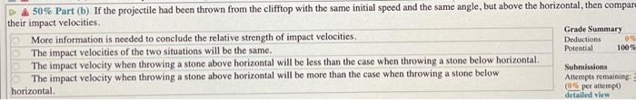 18 Problem 1 A Student Standing On A Cliff Throws A Projectile From A Vertical Height D 8 0 M Above The Level Groun 3