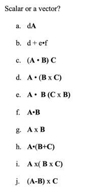 Scalar Or A Vector A Da B D Eof C A Bc D A B X C Bcx E A B C X B F A B G Axb H A B C I Ax B X C 1