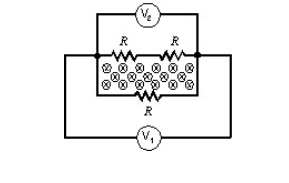 A Changing Magnetic Field Pierces The Inside Of A Circuit Containing Three Identical Resistors Two Voltmeters Are Conne 1