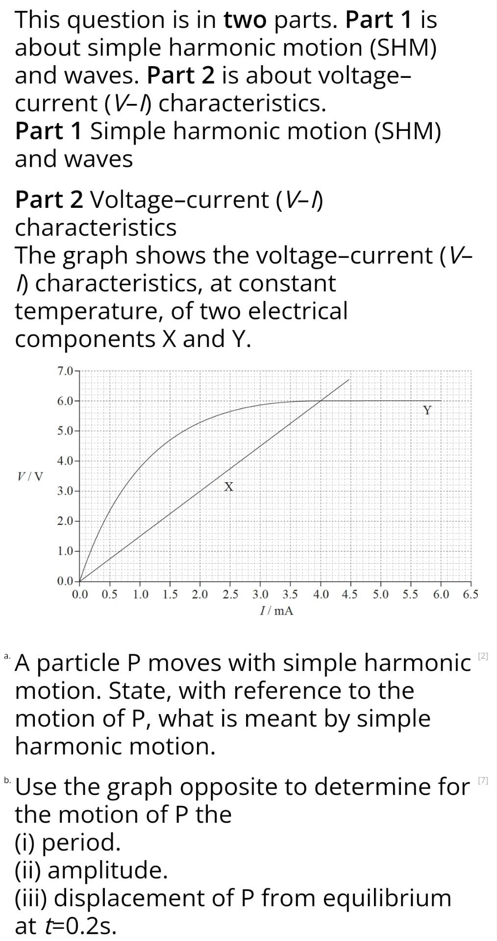 This Question Is In Two Parts Part 1 Is About Simple Harmonic Motion Shm And Waves Part 2 Is About Voltage Current 1