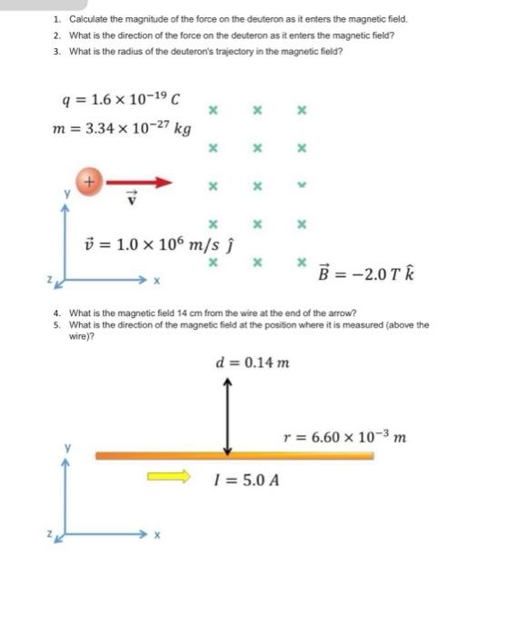 1 Calculate The Magnitude Of The Force On The Deuteron As It Enters The Magnetic Field 2 What Is The Direction Of The 1