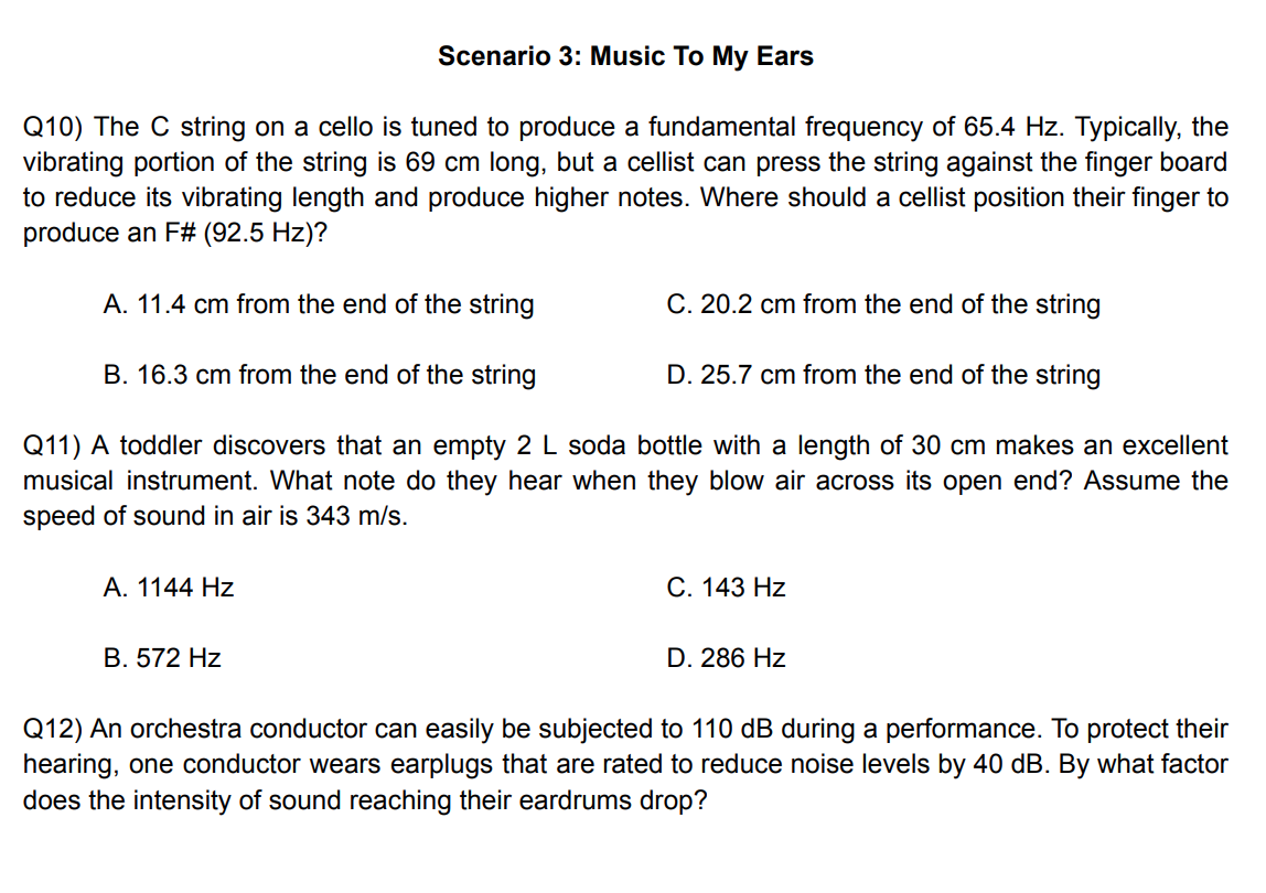 Scenario 3 Music To My Ears Q10 The C String On A Cello Is Tuned To Produce A Fundamental Frequency Of 65 4 Hz Typica 1