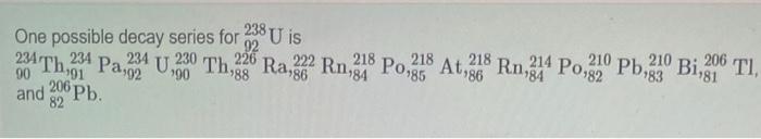238 U Is Pain 234 U23 Th88 Po186 222 R1 84 Ra 80 218 218 One Possible Decay Series For 92 234th 234 226 790 And 206 Pb 1