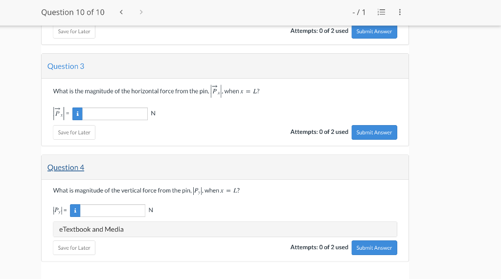 Question 10 Of 10 19 View Policies Current Attempt In Progress A Horizontal Uniform Beam Mass M And Length L Is H 3