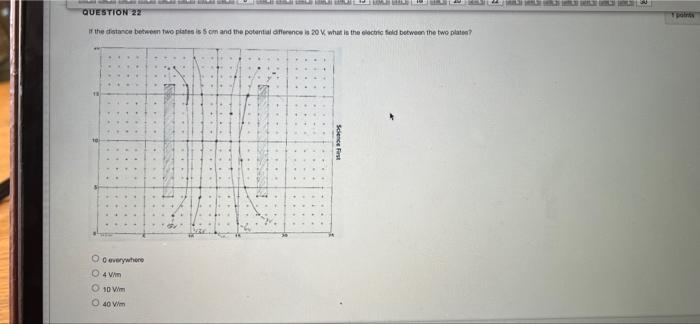 Question 22 The Distance Between Two Plates Is Om And The Potentialainence Is 20 What Is The Electric Field Between The 1