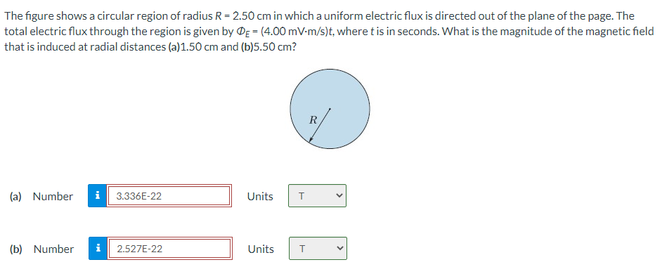 The Figure Shows A Circular Region Of Radius R 2 50 Cm In Which A Uniform Electric Flux Is Directed Out Of The Plane O 1