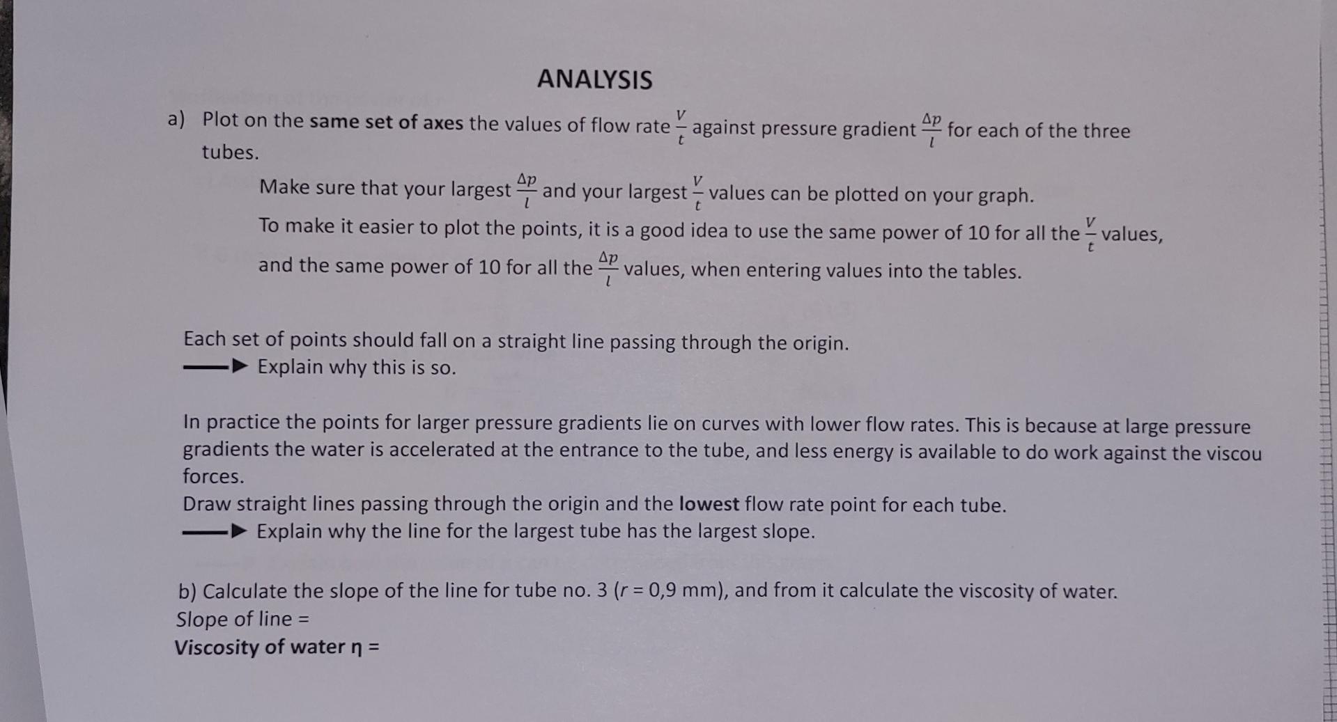 Experiment G1 Lab Report Results Use G 10 M S2 And P 103 Kg M 3 In The Calculation Of The Pressure Difference Ap 2