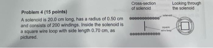 Looking Through The Solenoid Solenoid Cross Section Of Solenoid Problem 4 15 Points A Solenoid Is 20 0 Cm Long Has A 1