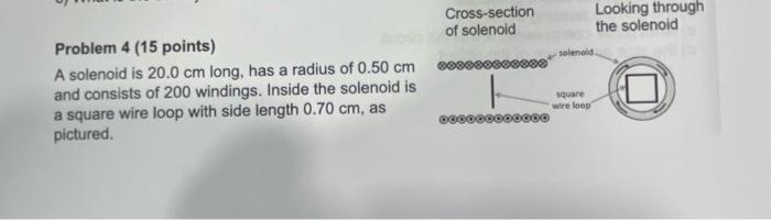 Looking Through The Solenoid Solenoid Cross Section Of Solenoid Problem 4 15 Points A Solenoid Is 20 0 Cm Long Has A 5