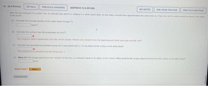 7 10 2 Points Details Previous Answers Serpse 10 13 1 Op 001 My Notes Ask Your Teacher Practice Another Mject Abjected 2
