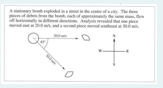 A Stationary Bomb Exploded In A Street In The Centre Of A City The Three Pieces Of Debris From The Bomb Each Of Approx 1
