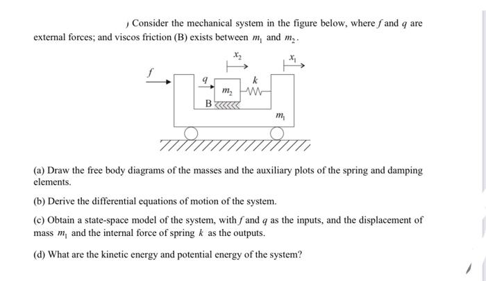 Consider The Mechanical System In The Figure Below Where F And Q Are External Forces And Viscos Friction B Exists Be 1