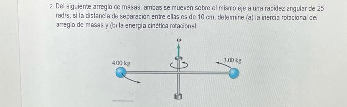2 Del Siguiente Arreglo De Masas Ambas Se Mueven Sobre El Mismo Eje A Una Rapidez Angular De 25 Rad S Si La Distancia 1