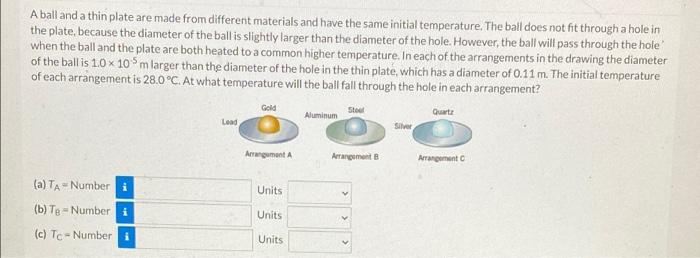 A Ball And A Thin Plate Are Made From Different Materials And Have The Same Initial Temperature The Ball Does Not Fit T 1