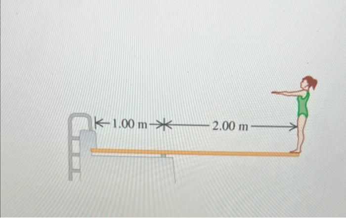 9 A Diver Of Mass 69 7 Kg Stands On One End Of A Diving Board Of Mass 36 2 Kg As Shown In The Diagram Everything Is In 1