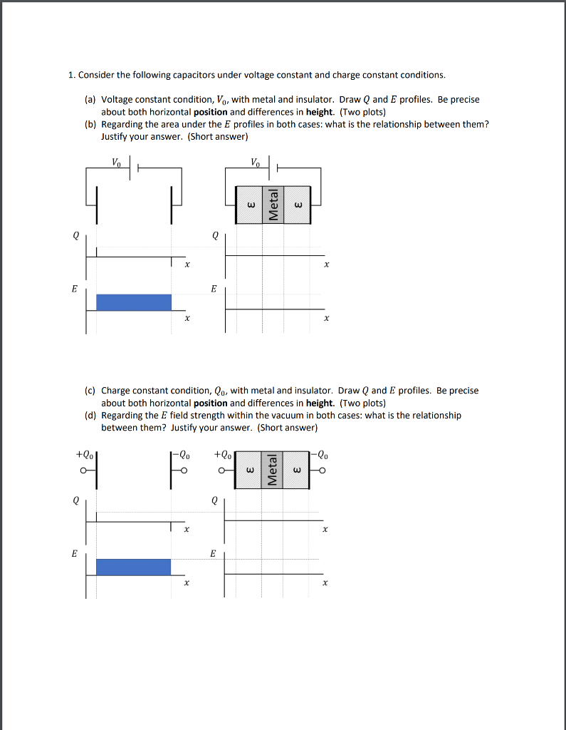 1 Consider The Following Capacitors Under Voltage Constant And Charge Constant Conditions A Voltage Constant Conditi 1