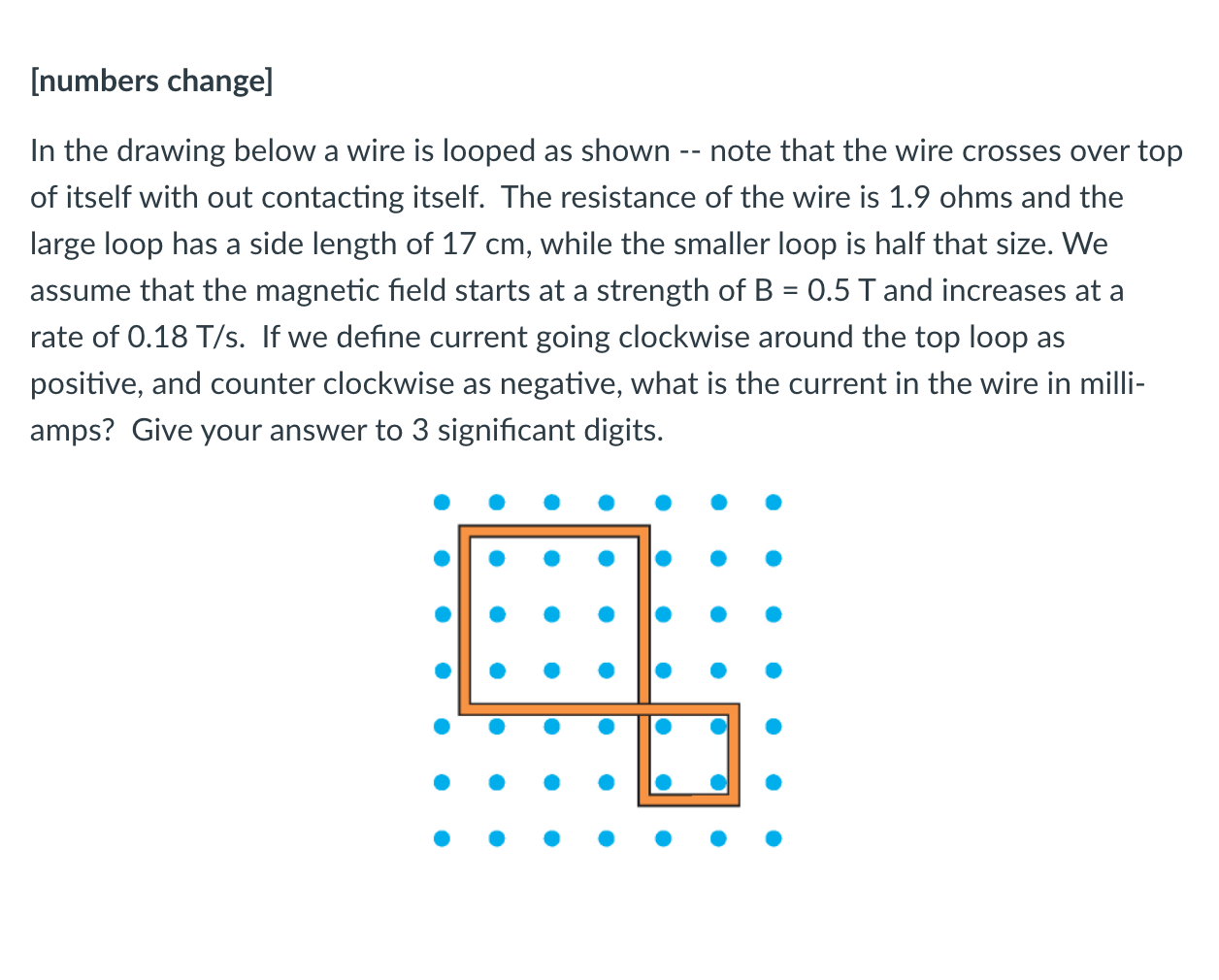 Numbers Change A 1 In The Drawing Below A Wire Is Looped As Shown Note That The Wire Crosses Over Top Of Itself Wi 1