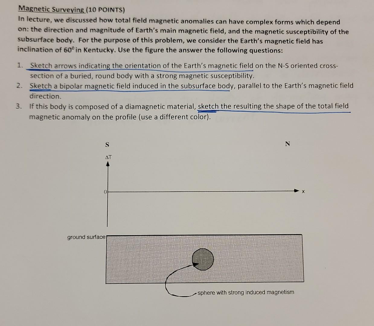 Magnetic Surveying 10 Points In Lecture We Discussed How Total Field Magnetic Anomalies Can Have Complex Forms Which 1