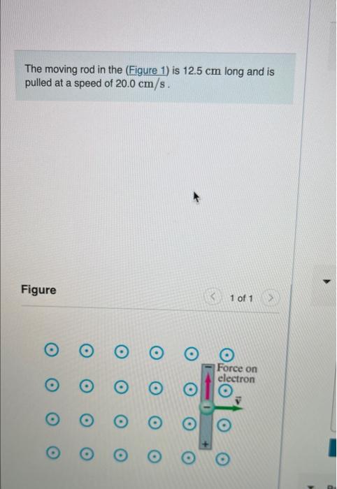 The Moving Rod In The Figure 1 Is 12 5 Cm Long And Is Pulled At A Speed Of 20 0 Cm S Figure 1 Of 1 O Force On Electron 1