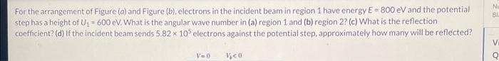 No Bi For The Arrangement Of Figure A And Figure B Electrons In The Incident Beam In Region 1 Have Energy E 800 E 1