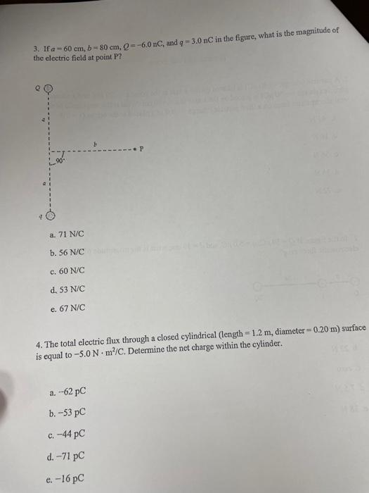 3 Ifa 60 Cm B 80 Cm 2 6 0c And Q 3 0 Nc In The Figure What Is The Magnitude Of The Electric Field At Point P 1