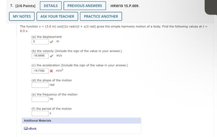 7 2 6 Points Details Previous Answers Hrw10 15 P 009 My Notes Ask Your Teacher Practice Another The Function X 3 1