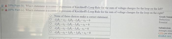 R3 El E2 R4 127 1313 R2 R E3 33 Part 2 Which Statement Is A Correct Expression Of Kirchhoff S Junction Rule For Cur 3