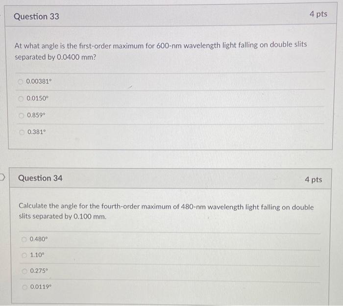 Question 31 4 Pts A 560 Nm Light Wave In Air Passes From Air Into Crown Glass What Is The Wavelength Of This Light Wave 3