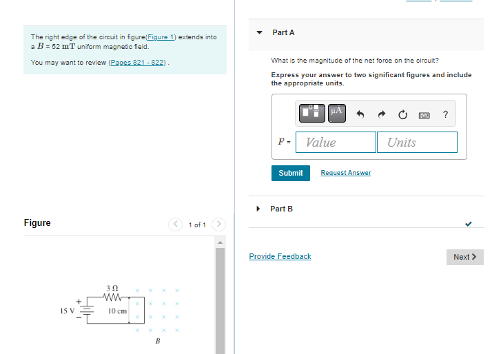 Part A The Right Edge Of The Circuit In Figure Figure 1 Extends Into A B 52 Mr Uniform Magnetic Field You May Want T 1