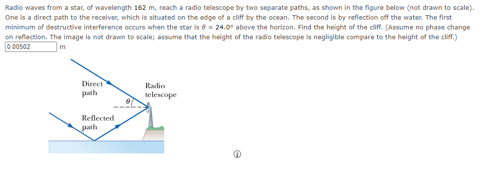 Radio Waves From A Star Of Wavelength 162 M Reach A Radio Telescope By Two Separate Paths As Shown In The Figure Belo 1