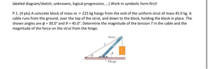Labeled Diagram Sketch Unknowns Logical Progression Work In Symbolic Form First P 1 4 Pts A Concrete Block Of 1