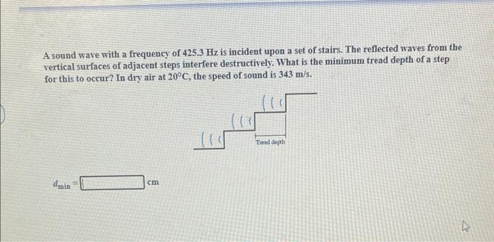 A Sound Wave With A Frequency Of 425 3 Hz Is Incident Upon A Set Of Stairs The Reflected Waves From The Vertical Surfac 1