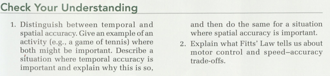 A Check Your Understanding 1 Distinguish Between Temporal And Spatial Accuracy Give An Example Of An Activity E G A 1