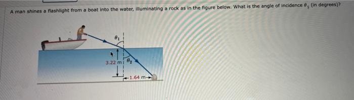 A Man Shines A Flashlight From A Boat Into The Water Illuminating A Rock As In The Figure Below What Is The Angle Of I 1