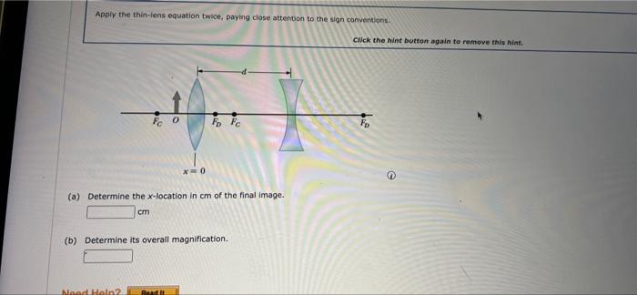 Mus Ask Your Teacher Practice Another A Converying Lens Is Placed At V0 A Distance 11 Em To The Left Of A Diverging 2