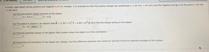 Fon Awali Globject Cartes Positive And Negative 4 00 Nc Charges It Is Oriented So That The Positive Charge Has Coordi 1