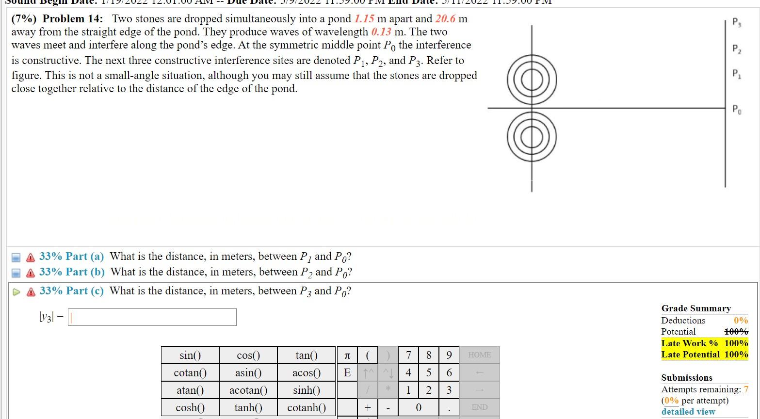Begin P3 P2 7 Problem 14 Two Stones Are Dropped Simultaneously Into A Pond 1 15 M Apart And 20 6 M Away From The Str 1