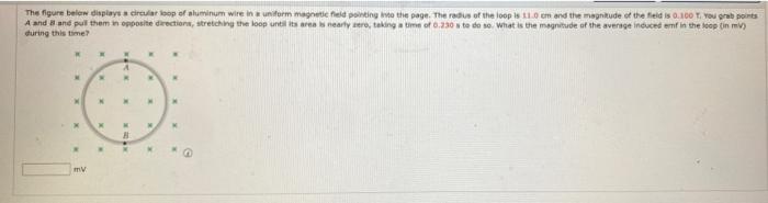 The Figure Below Displays A Circular Loop Of Aluminum Wire In Uniform Manutened Pointing To The Page The Radius Of The 1
