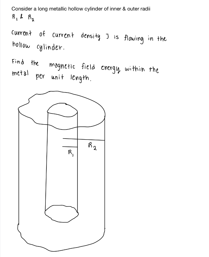 Consider A Long Metallic Hollow Cylinder Of Inner Outer Radii R R Current Of Current Density J Is Flowing In The H 1
