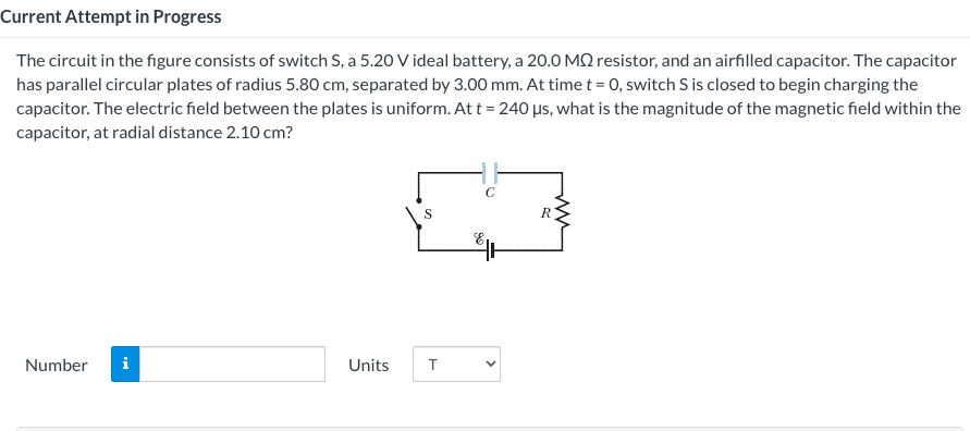 Current Attempt In Progress The Circuit In The Figure Consists Of Switch S A 5 20 V Ideal Battery A 20 0 Ms2 Resistor 1