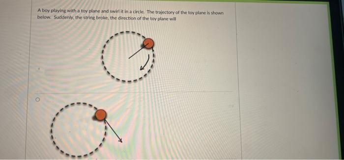 A Boy Playing With A Toy Plane And Swirl It In A Circle The Trajectory Of The Toy Plane Is Shown Below Suddenly The S 1